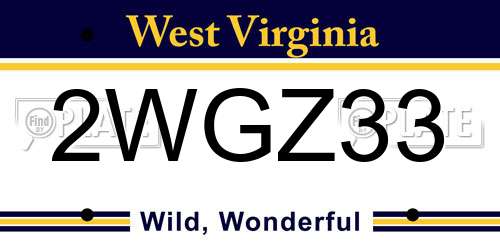 2WGZ33 West Virginia License Plate