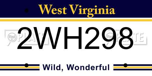 2WH298 West Virginia License Plate