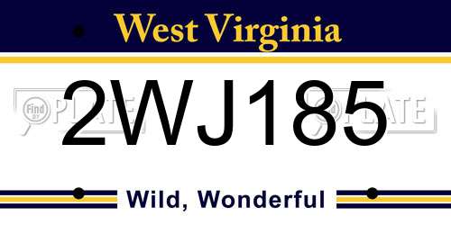 2WJ185 West Virginia License Plate