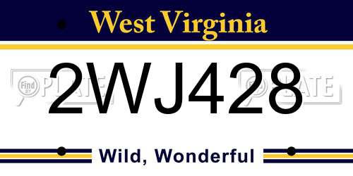 2WJ428 West Virginia License Plate
