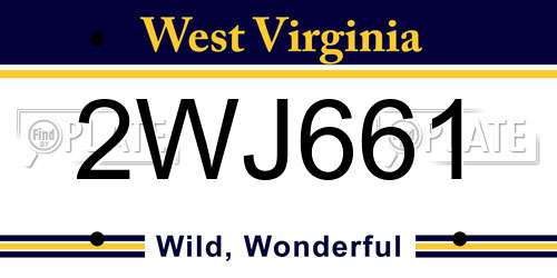 2WJ661 West Virginia License Plate