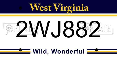 2WJ882 West Virginia License Plate