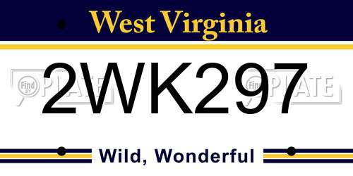 2WK297 West Virginia License Plate