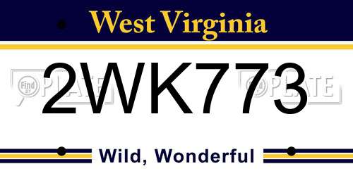 2WK773 West Virginia License Plate