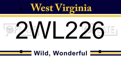 2WL226 West Virginia License Plate