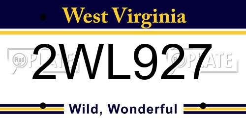 2WL927 West Virginia License Plate
