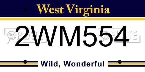 2WM554 West Virginia License Plate