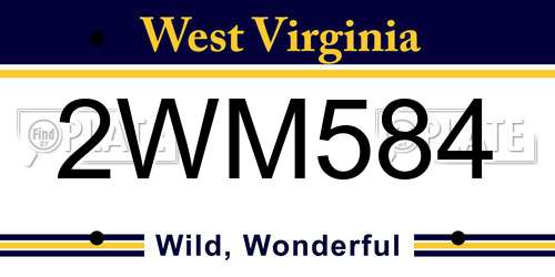 2WM584 West Virginia License Plate