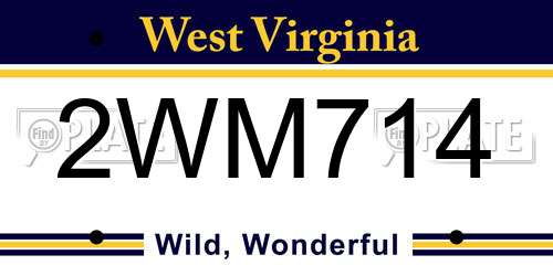 2WM714 West Virginia License Plate