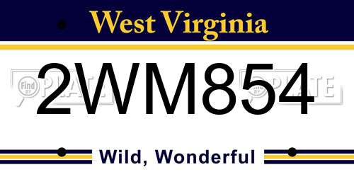 2WM854 West Virginia License Plate