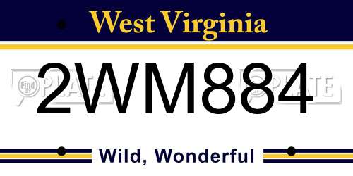 2WM884 West Virginia License Plate
