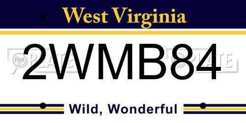 2WMB84 West Virginia License Plate