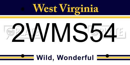 2WMS54 West Virginia License Plate