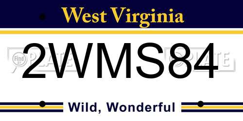2WMS84 West Virginia License Plate