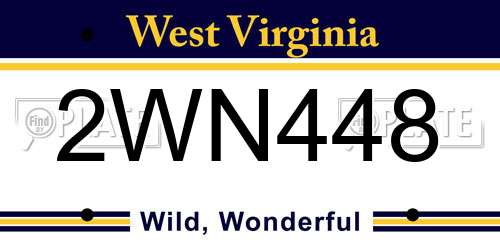 2WN448 West Virginia License Plate