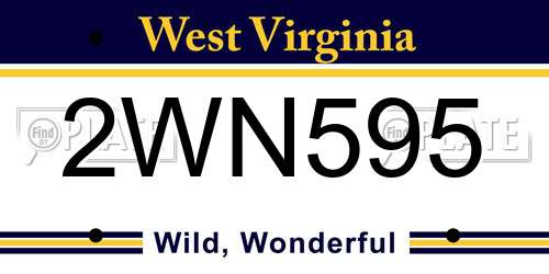 2WN595 West Virginia License Plate