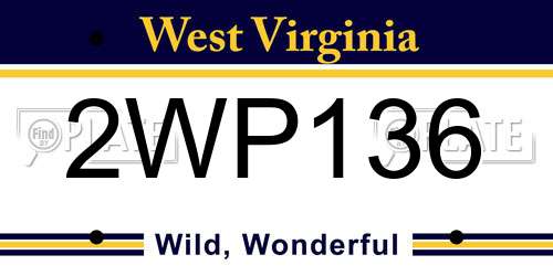 2WP136 West Virginia License Plate