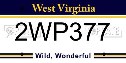 2WP377 West Virginia License Plate