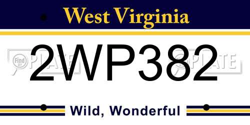 2WP382 West Virginia License Plate