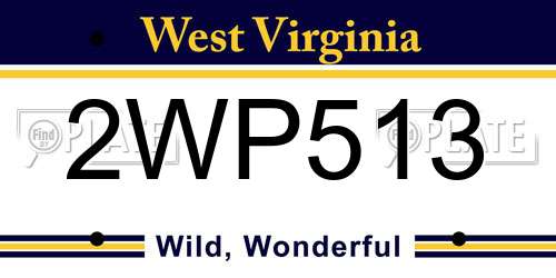 2WP513 West Virginia License Plate