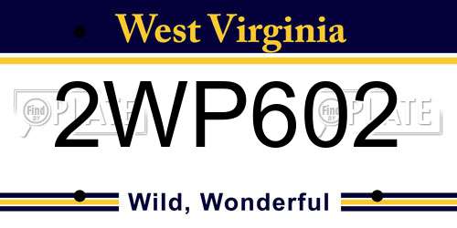 2WP602 West Virginia License Plate