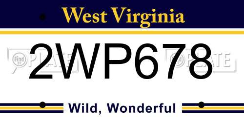 2WP678 West Virginia License Plate