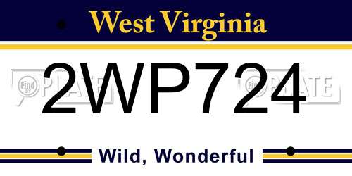 2WP724 West Virginia License Plate