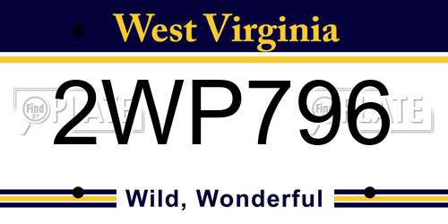 2WP796 West Virginia License Plate