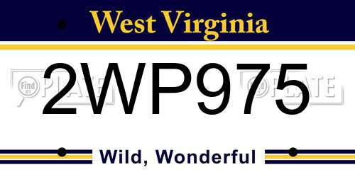 2WP975 West Virginia License Plate