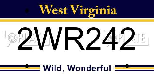 2WR242 West Virginia License Plate
