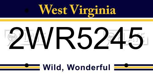 2WR5245 West Virginia License Plate