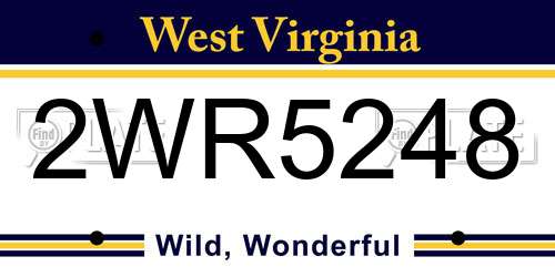 2WR5248 West Virginia License Plate