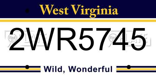 2WR5745 West Virginia License Plate