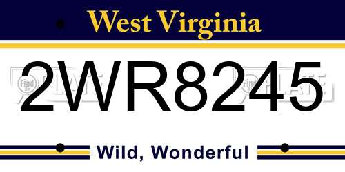 2WR8245 West Virginia License Plate