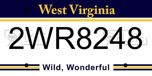 2WR8248 West Virginia License Plate