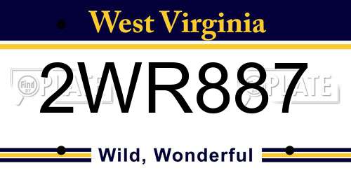 2WR887 West Virginia License Plate