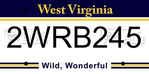2WRB245 West Virginia License Plate
