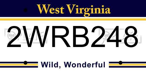 2WRB248 West Virginia License Plate