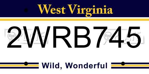 2WRB745 West Virginia License Plate