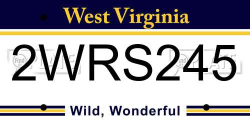 2WRS245 West Virginia License Plate