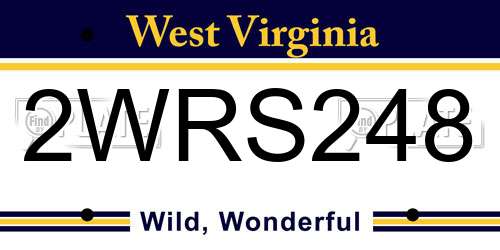 2WRS248 West Virginia License Plate