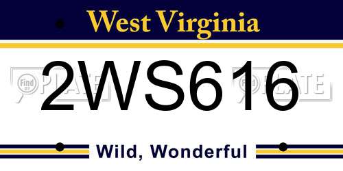 2WS616 West Virginia License Plate