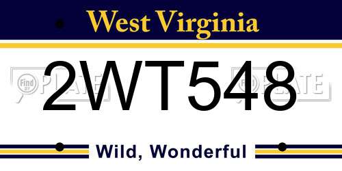 2WT548 West Virginia License Plate
