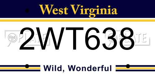 2WT638 West Virginia License Plate