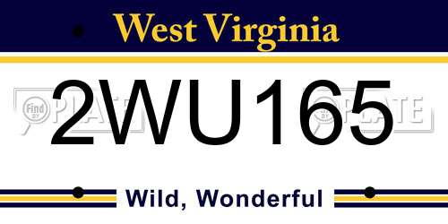2WU165 West Virginia License Plate