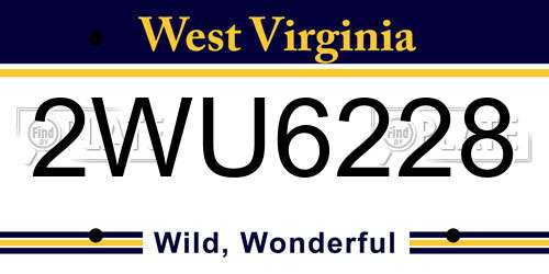 2WU6228 West Virginia License Plate