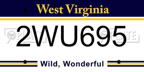 2WU695 West Virginia License Plate