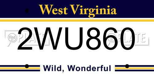 2WU860 West Virginia License Plate