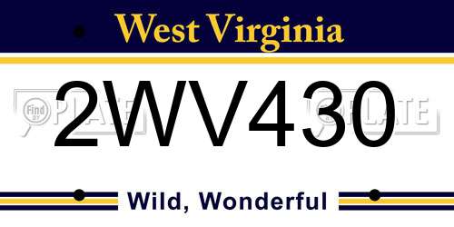 2WV430 West Virginia License Plate