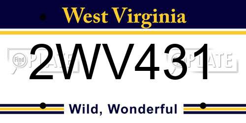 2WV431 West Virginia License Plate